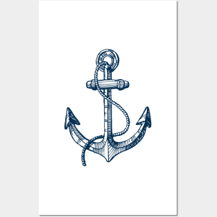 Anchor and steering wheel Posters and Art
